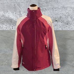 Columbia Pink and White Hooded Winter Coat, Women’s size Medium